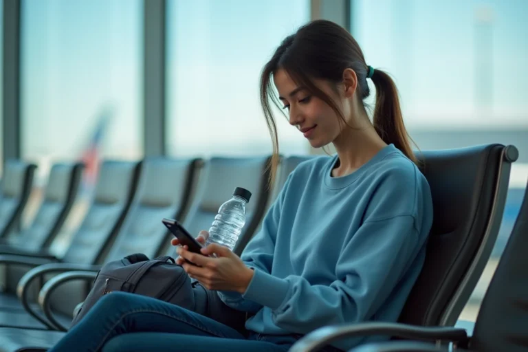 Jeune femme voyageant dans un aéroport calme et détendu